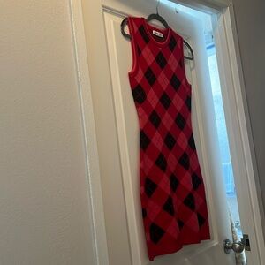 Fitted plaid sweater dress